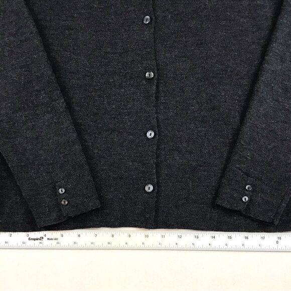 Eddie Bauer Charcoal Grey Collared %100 Merino Wool Cardigan Sweater Women’s L - Picture 6 of 12